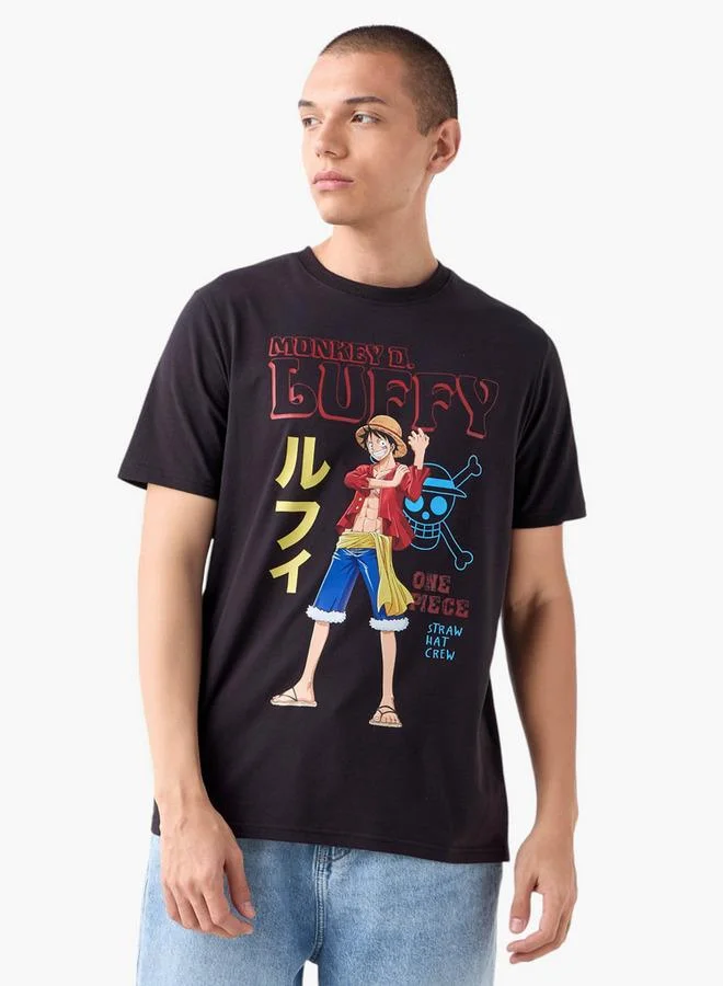 SP Characters Regular Fit Luffy Print Round Neck T-shirt